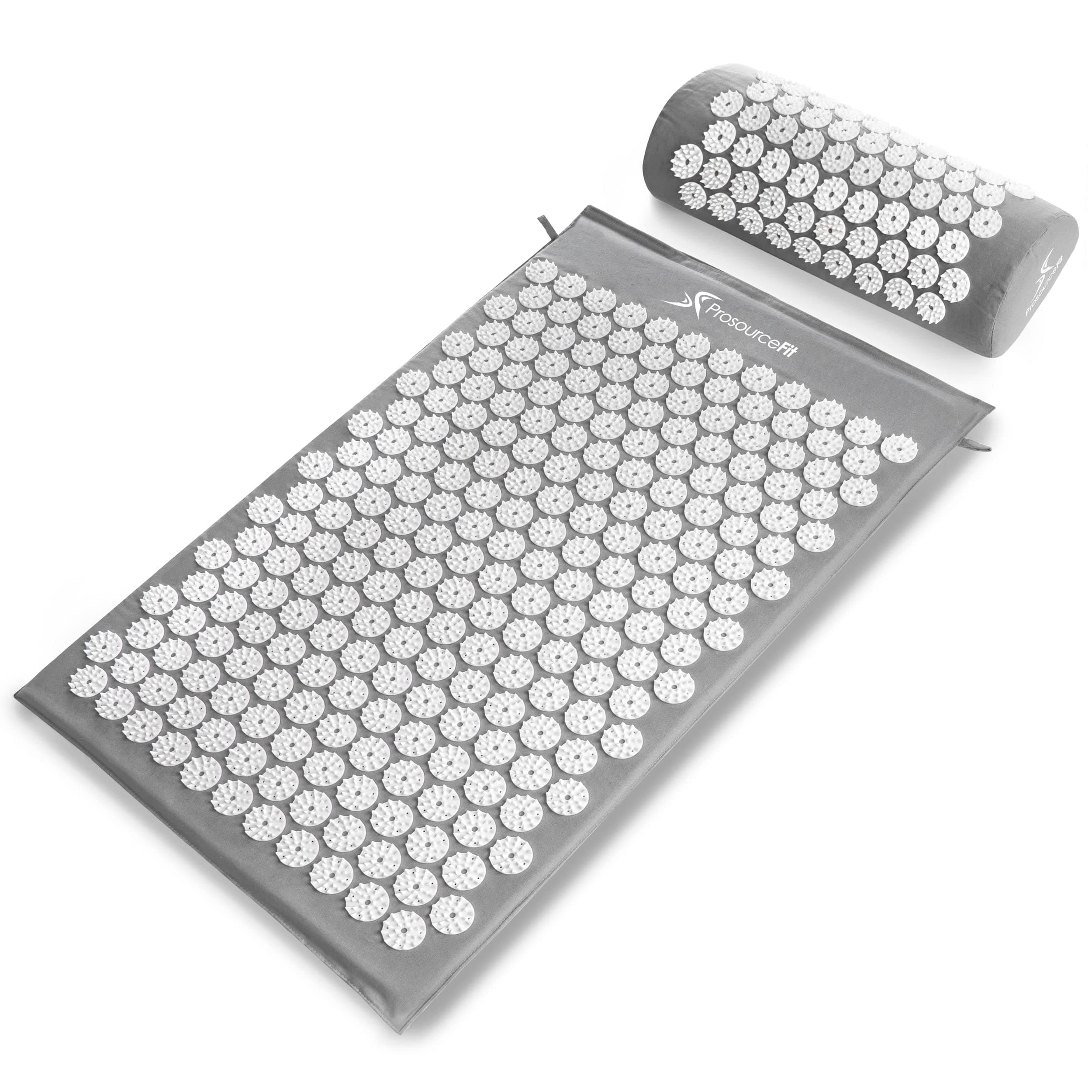 ProsourceFit Acupressure Mat and Pillow Set for Back/Neck Pain Relief and Muscle Relaxation Large - Grey/White