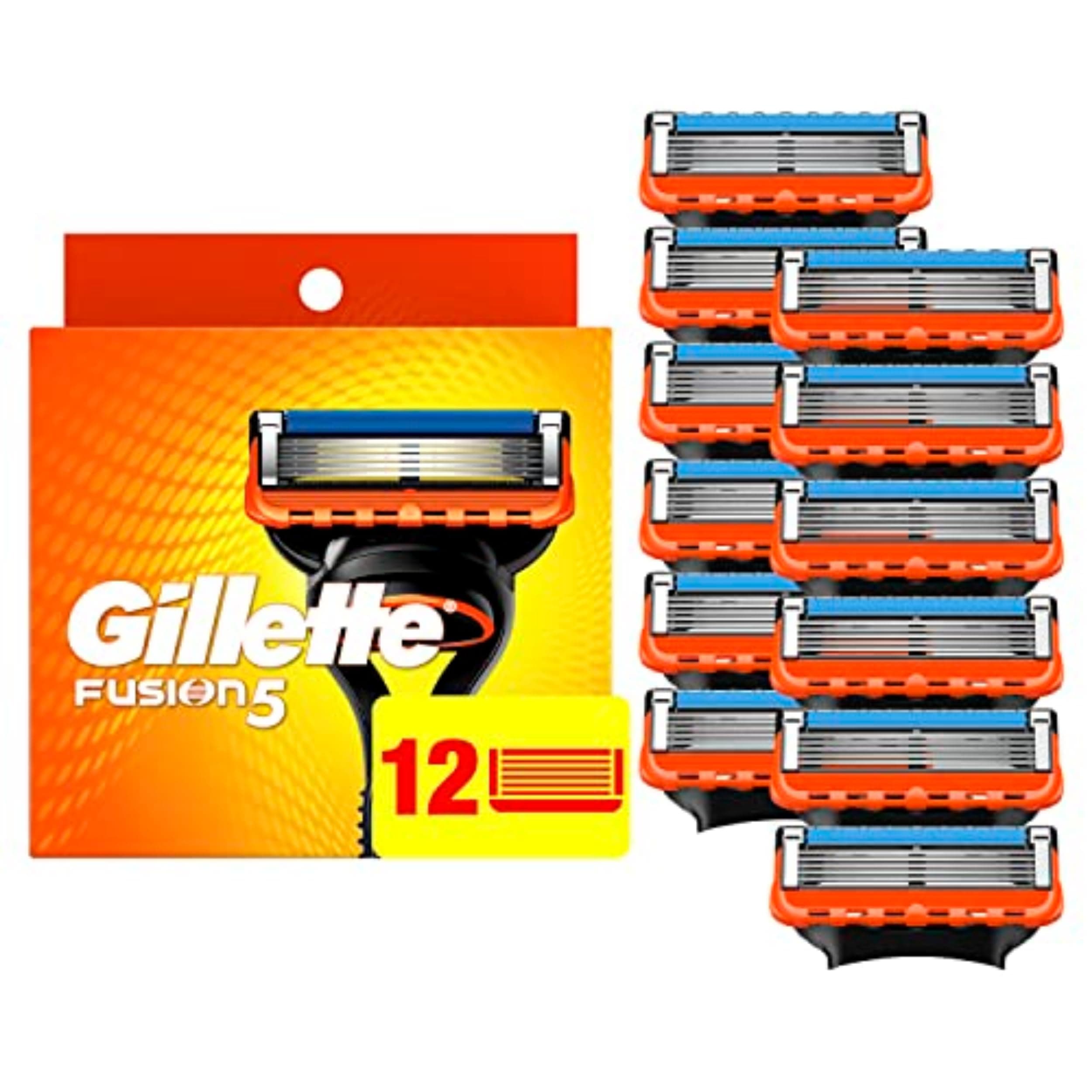 Gillette Fusion5 Razor Blade Refills for men- 12 Count – 5-Bladed with Lubrication Strip and Precision Trimmer 12 Count (Pack of 1)