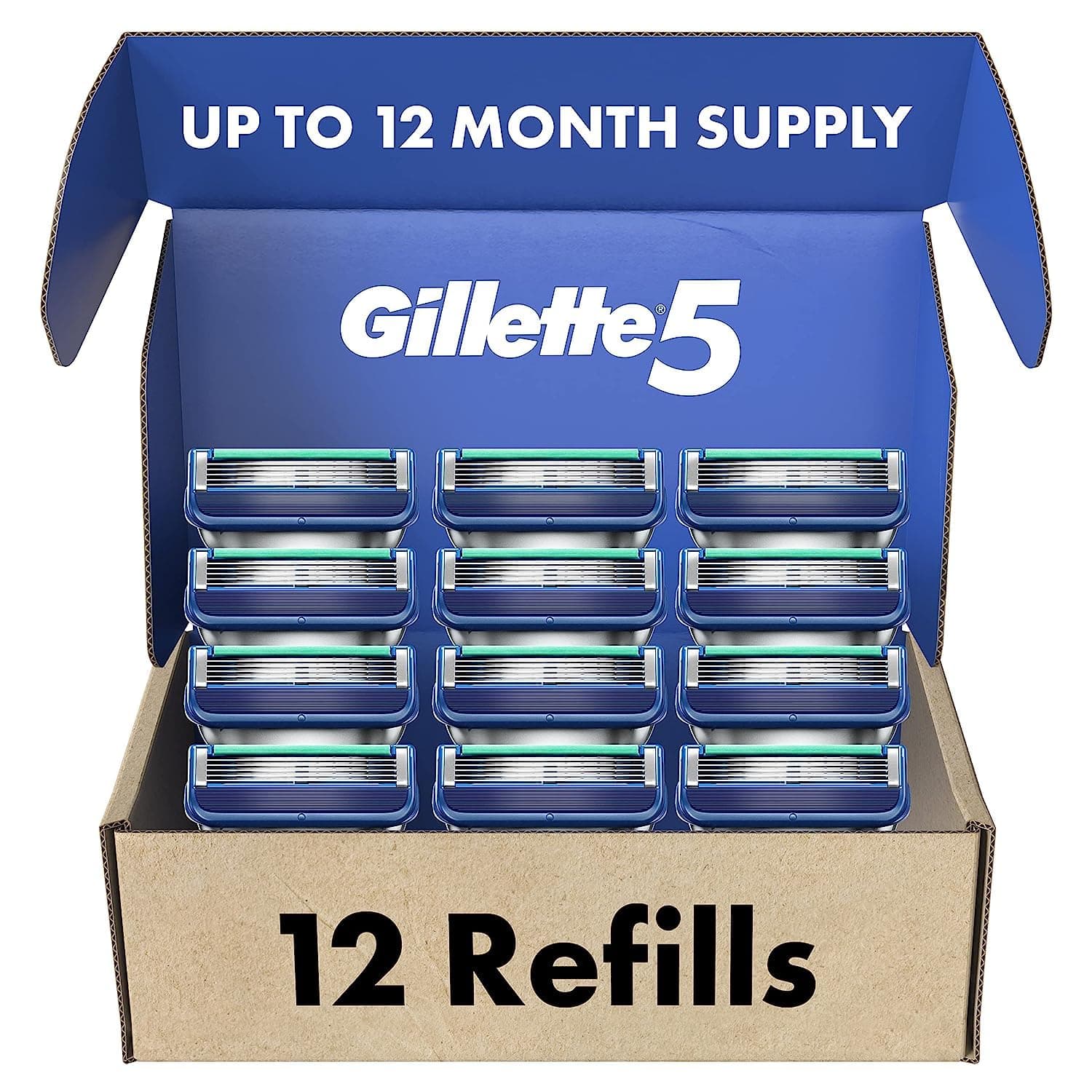 Gillette5 Mens Razor Blade Refills, 12 Count, Lubrastrip for a More Comfortable Shave 12 Count (Pack of 1)