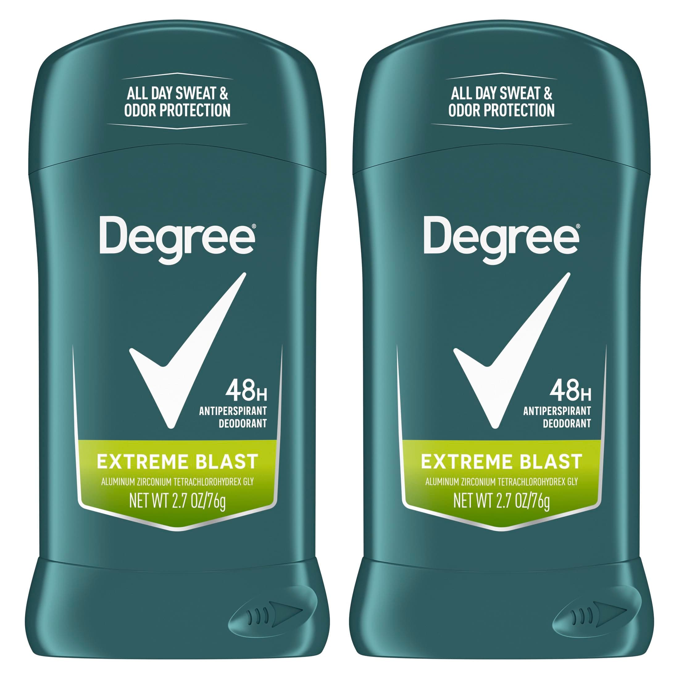 Degree Men Original Protection Antiperspirant Deodorant Extreme Blast Twin Pack 48-Hour Sweat and Odor Protection Antiperspirant For Men 2.7 oz Extreme Blast 2.7 Ounce (Pack of 2)