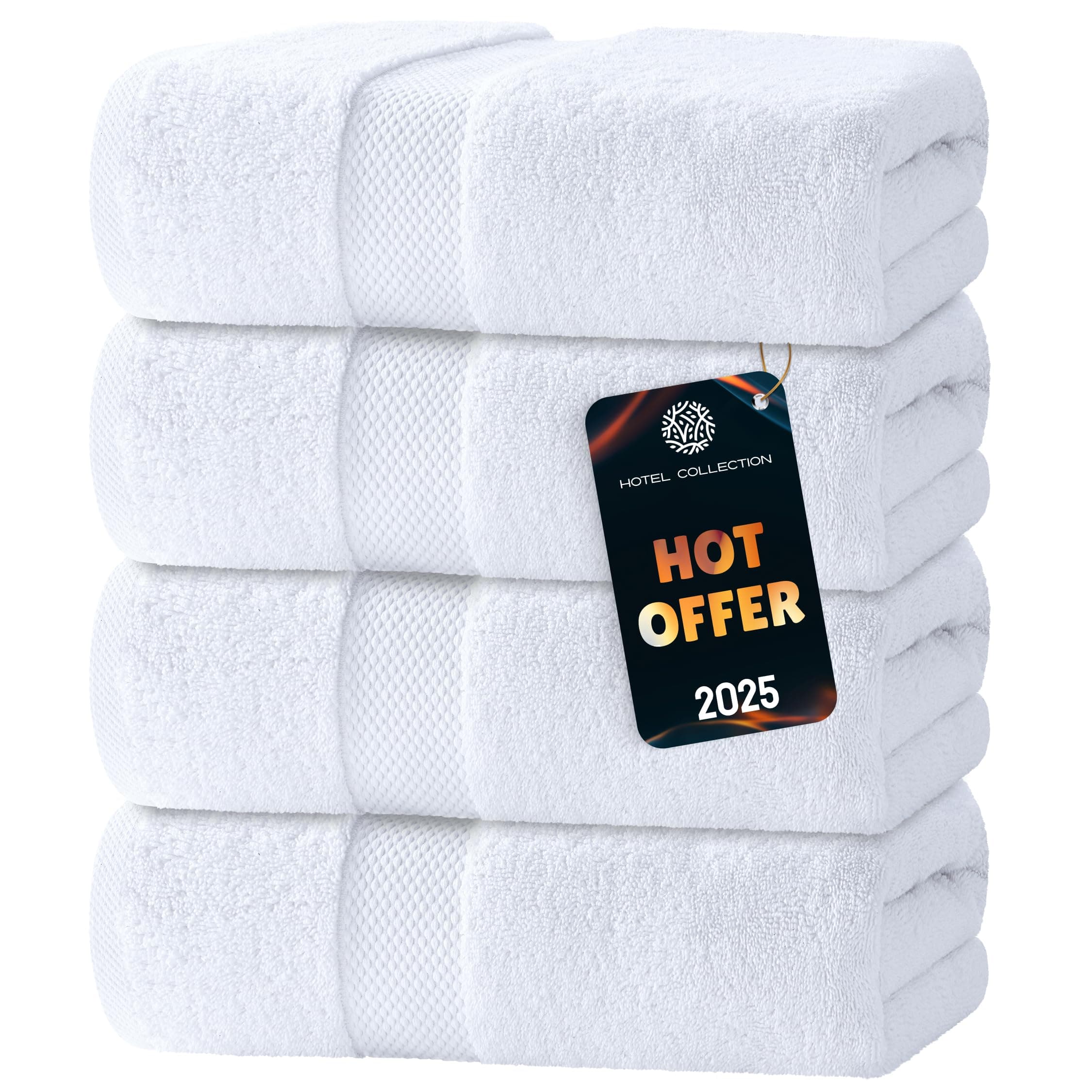White Classic Luxury Bath Towels Set of 4 Large - 700 GSM Turkish Cotton Ultra Soft Bath Towels 27x54 | Highly Absorbent and Quick Dry | Hotel Towels for Bathroom Luxury, Plush Shower Towels, White 01: White