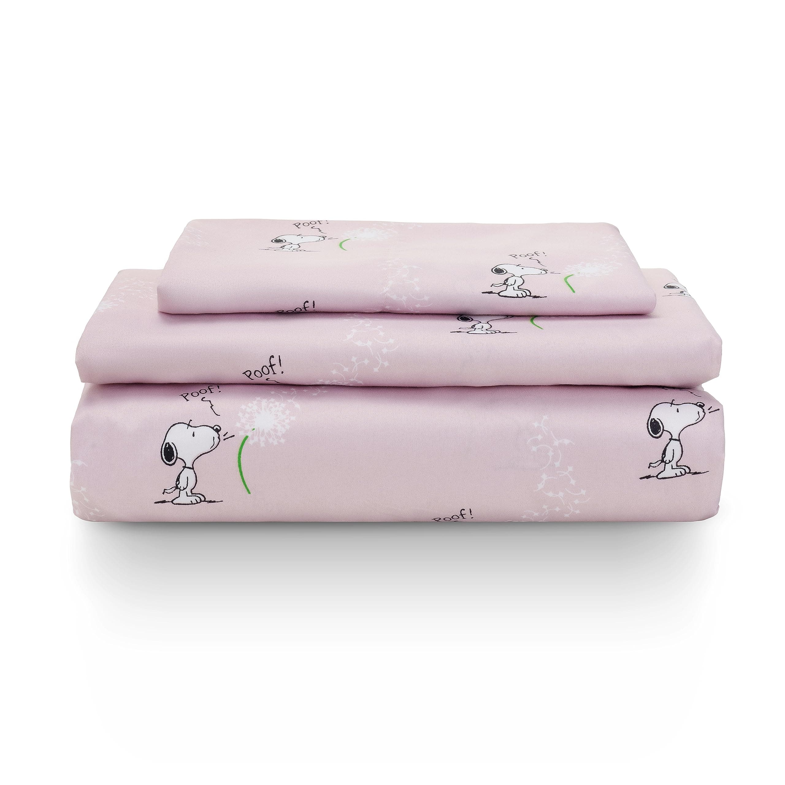 Berkshire Blanket Peanuts® Kids Sheet Set, Twin Size - 3 Pieces, Peanuts® Snoopy Make A Wish Sheet Scale Spring Pink, Cute Character Snoopy Printed Soft Microfiber Bed Sheets Peanuts Make a Wish Spring Pink Twin