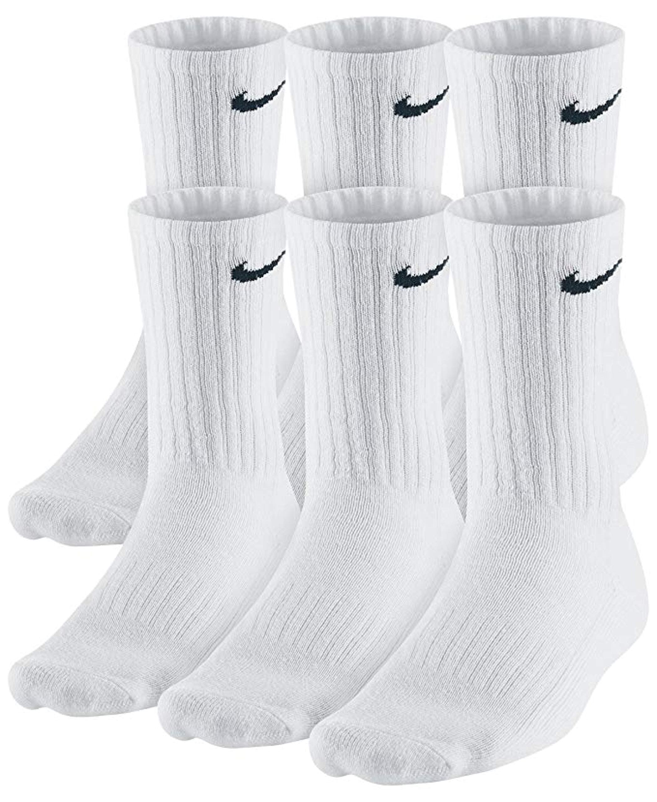 Nike unisex-adult Everyday Cushioned Training Crew Socks (6 Pairs) Large White