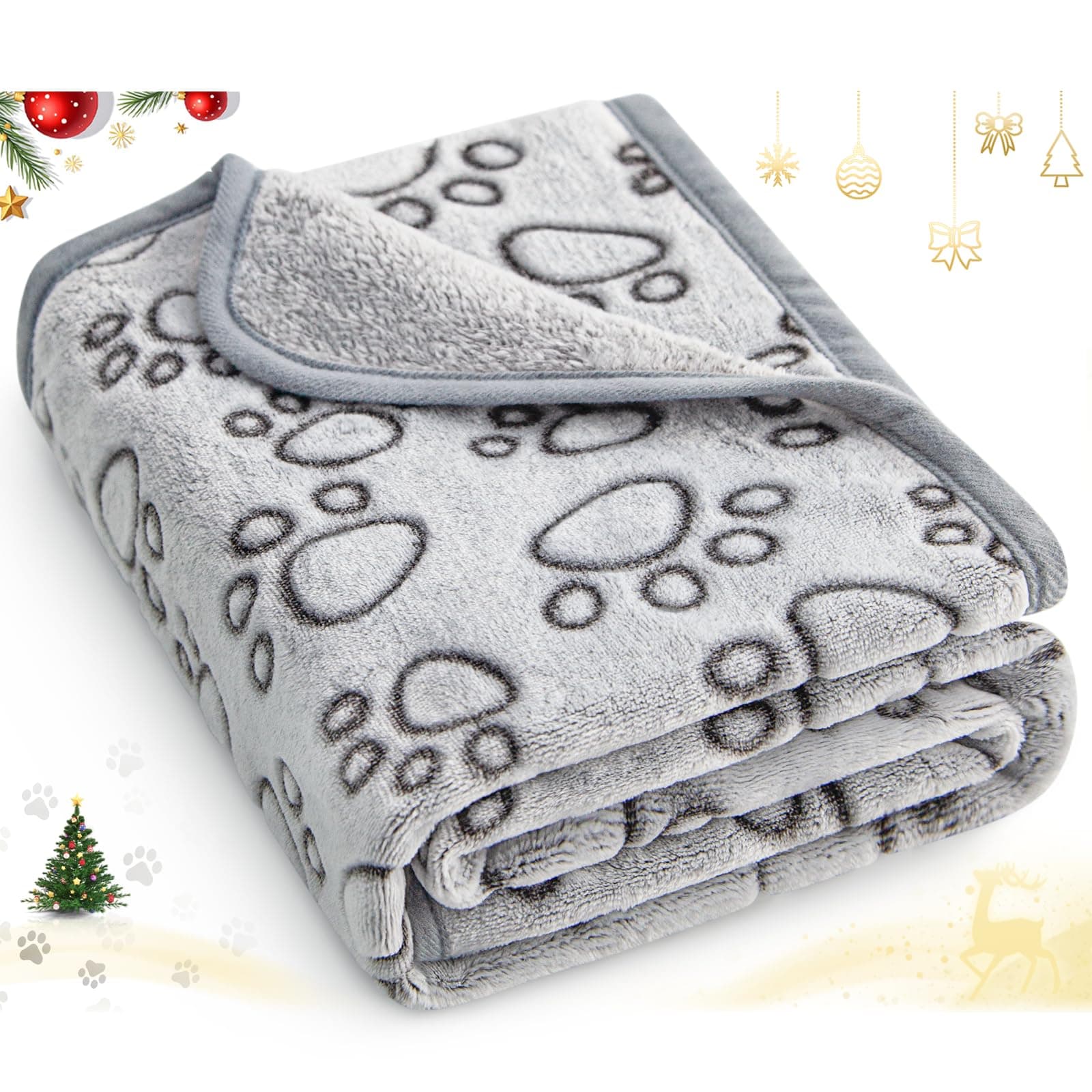 Stuffed® Premium Soft Dog Blanket Washable, 40"x32" Cat Blanket for Indoor Cats Large Medium Small Dog Puppy Essentials (Grey) Grey 32x40 inches