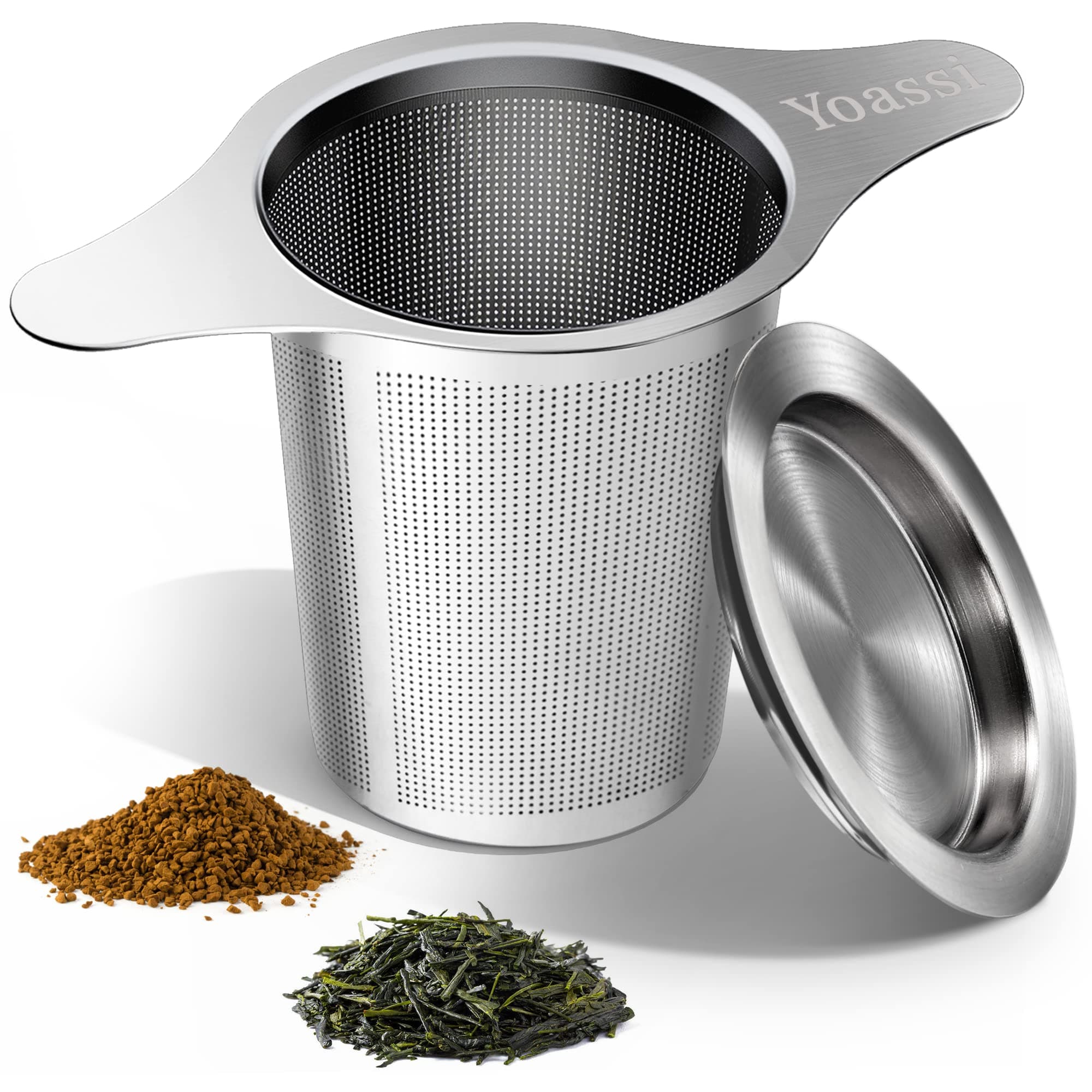 Extra Fine 18/8 Stainless Steel Tea Infuser Mesh Strainer with Large Capacity & Perfect Size Double Handles for Hanging on Teapots, Mugs, Cups to Steep Loose Leaf Tea and Coffee 1 Pack