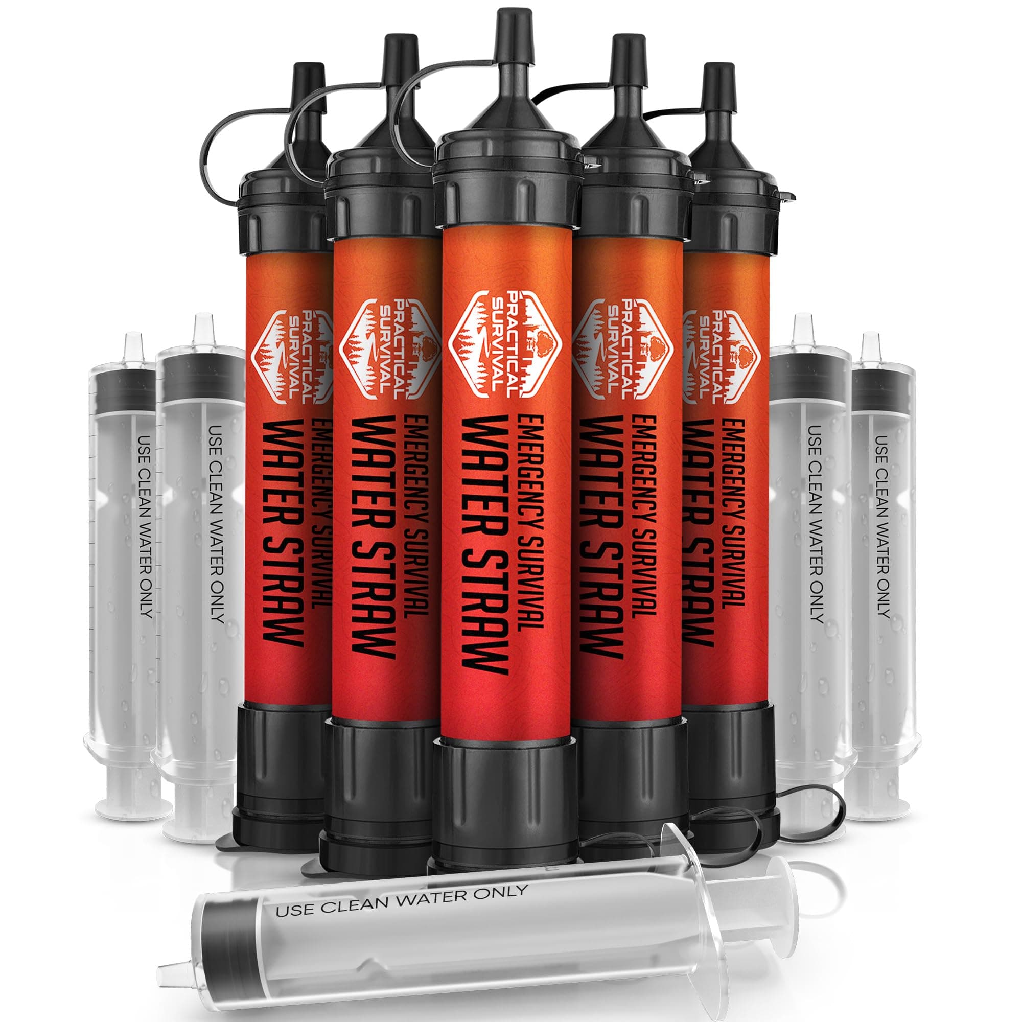 5 High-Capacity Emergency Water Straws – Lightweight, Reusable, 1800-gallon Filters for Camping, Hiking, Travel, Biking, Survival, and Emergencies. No Expiration Date, Perfect for preparedness