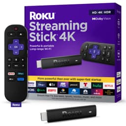 Roku Streaming Stick 4K - HDR & Dolby Vision Roku Streaming Device for TV with Voice Remote & Long-Range Wi-Fi - Free & Live TV 4K + Dolby Vision