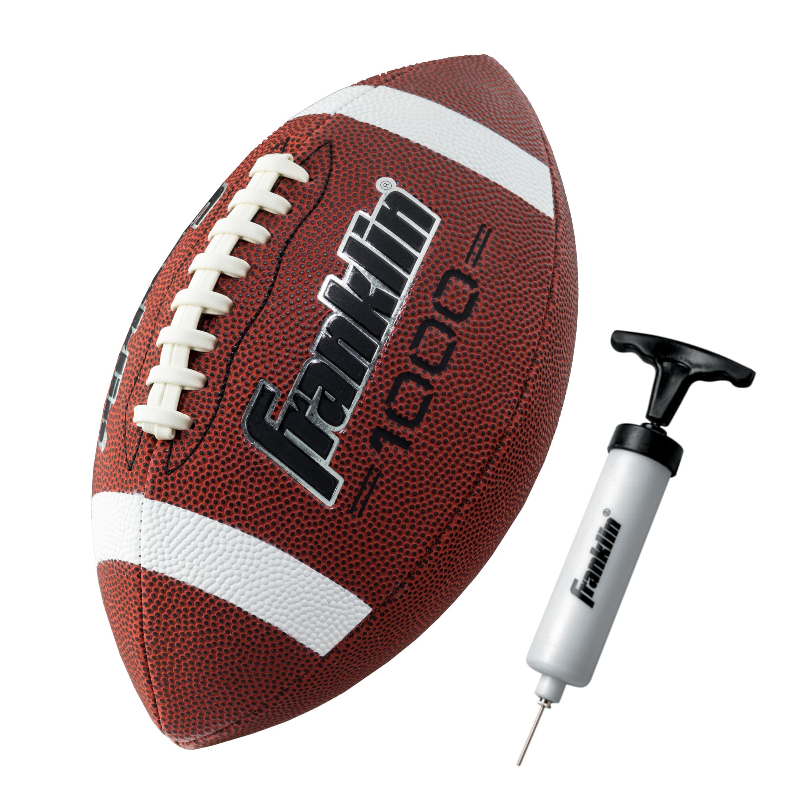 Franklin Sports Youth + Adult Footballs - Extra Grip 1000 Official Size, Junior + Pee Wee Kids - 1 + 12 Packs Brown/White Junior Size - 1 Deflated Football w/ Pump