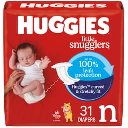 Huggies Size Newborn Diapers, Little Snugglers Baby Diapers, Size Newborn (up to 10 lbs), 31 Count, Packaging May Vary Newborn 31