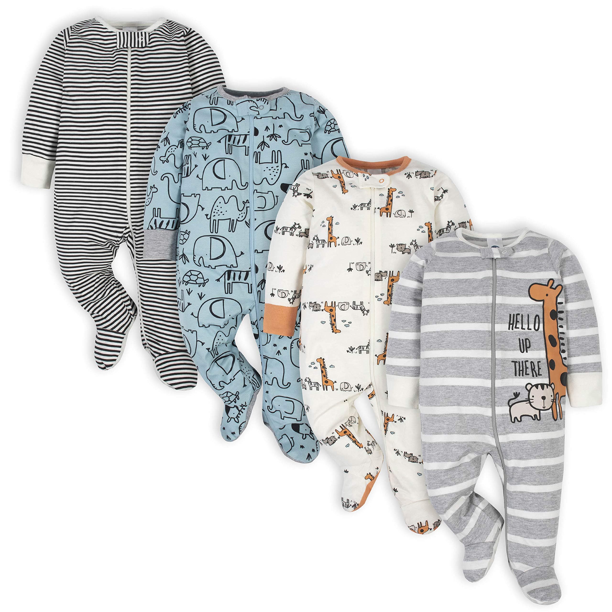 Gerber Baby Girls 4 Pack Sleep 'N Play Footie 0-3 Months Jungle
