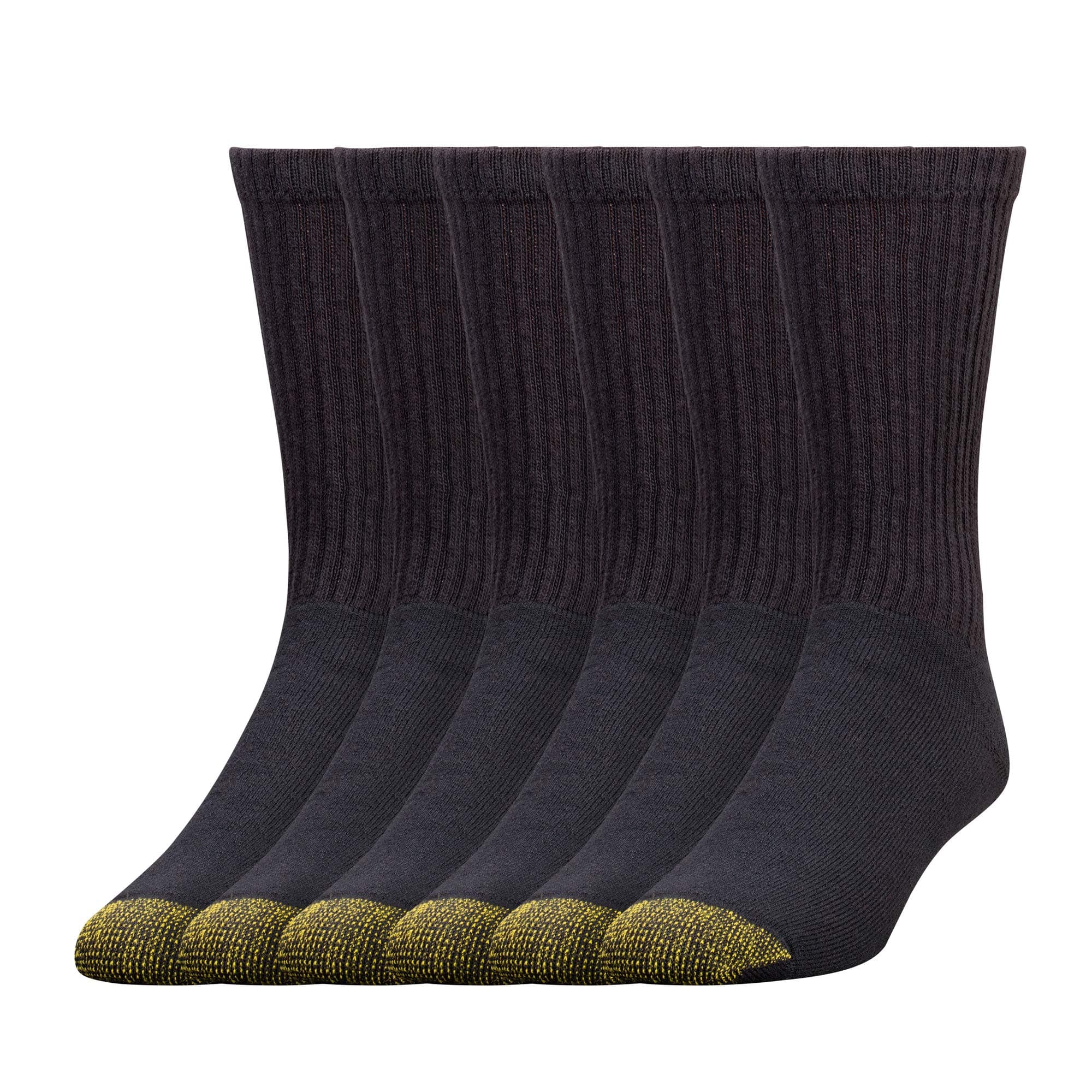 GOLDTOE Men's 656S Cotton Crew Athletic Socks (Multipack) 6 Black Large