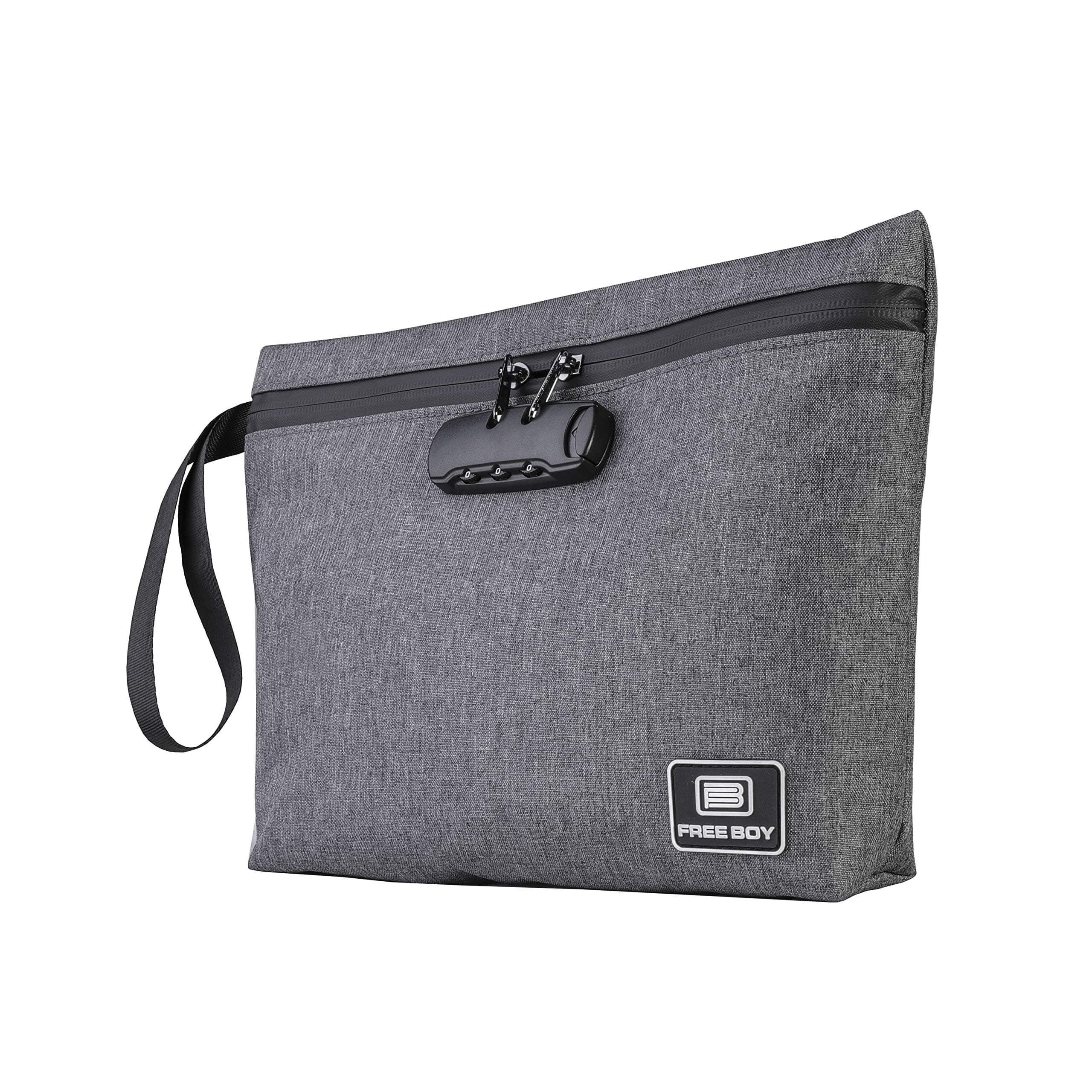 Free Boy Smell Proof Bags 11.8"x8.6"Durable Odor Proof Stash Bag with Combination Lock,Smell Odor Case Container Black
