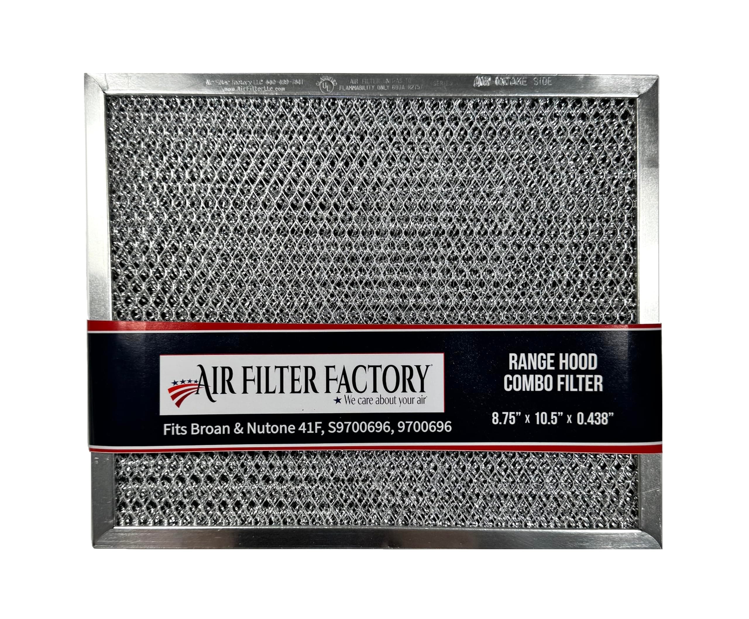 Air Filter Factory Replacement For 41F, 97007696, 97005687 Broan Nutone Range Hood Grease Mesh Charcoal Carbon Combo - Filter Size 8.75 x 10.5 x .44 Inches 8.8" x 10.5" x 0.4"