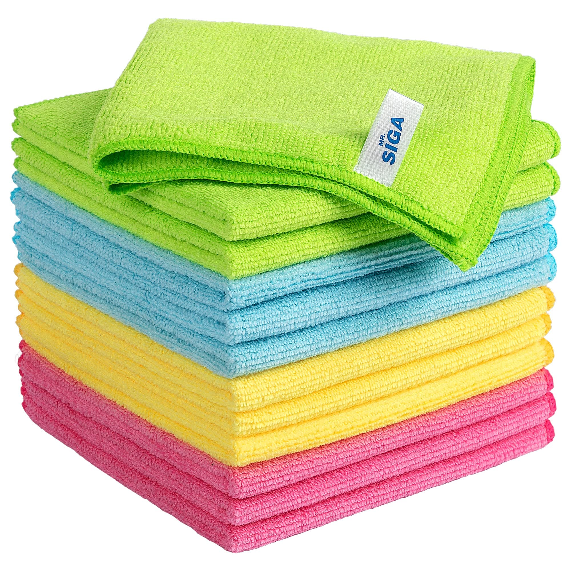 MR.SIGA Microfiber Cleaning Cloth,Pack of 12,Size:12.6" x 12.6" Assorted 12-Pack 12.6" x 12.6"