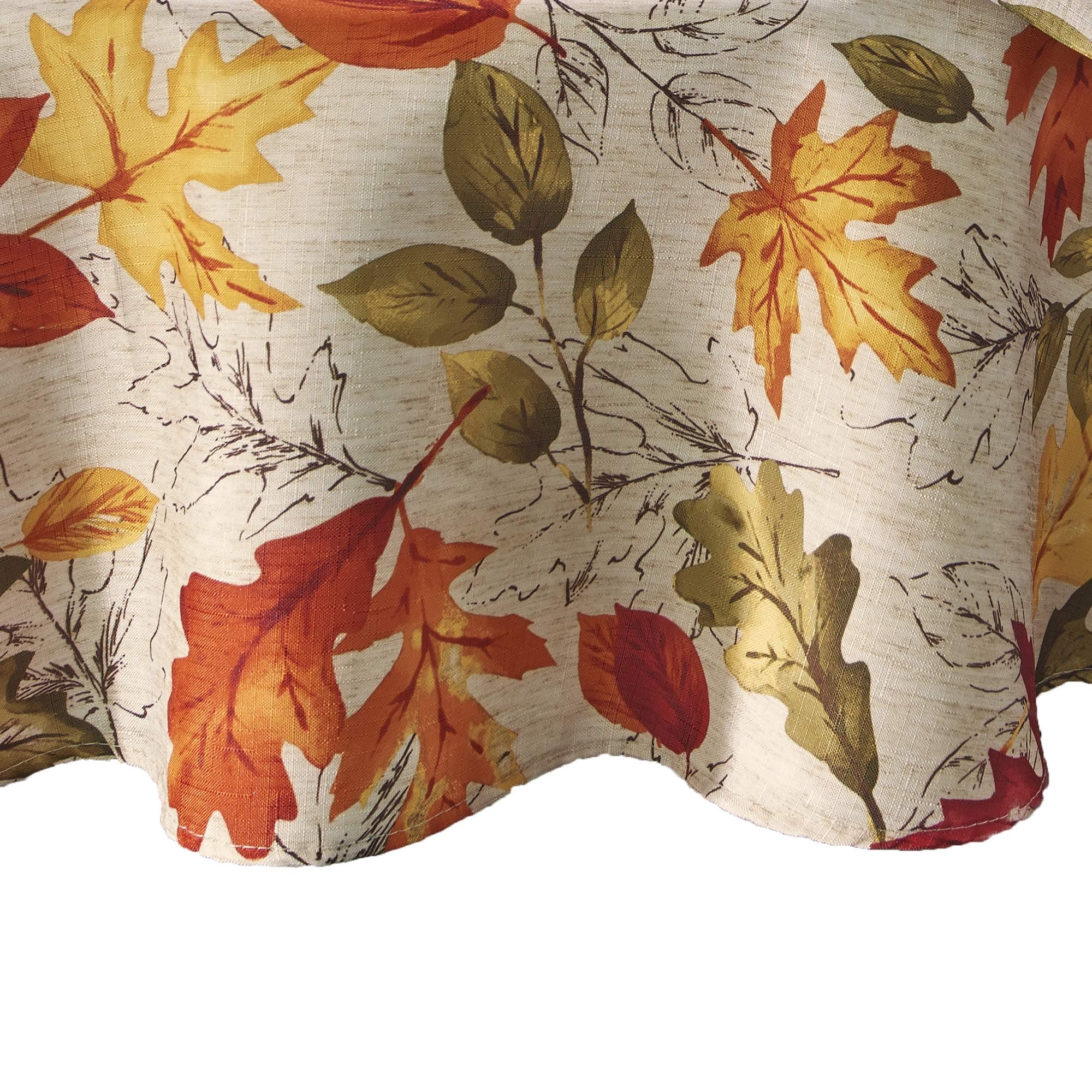 Elrene Home Fashions Autumn Leaves Fall Printed Wrinkle Resistant Tablecloth, Holiday Table Cover for Formal or Everyday Use, 70" Round Autumn Leaves 70" (Round)
