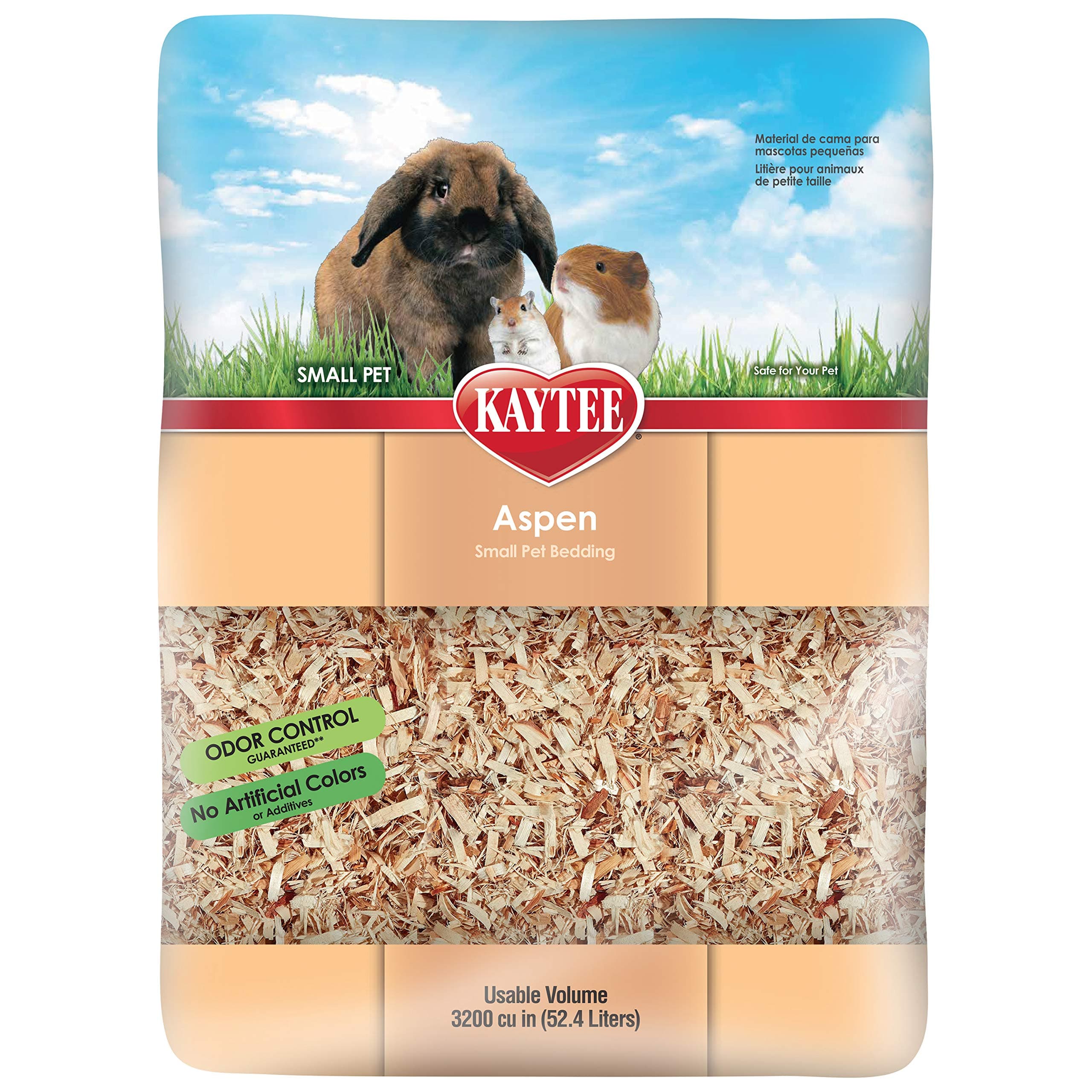 Kaytee Aspen Small Animal Pet Bedding For Pet Guinea Pigs, Rabbits, Hamsters, Gerbils, and Chinchillas, 52.4 Liters 52.4 Liter Tan