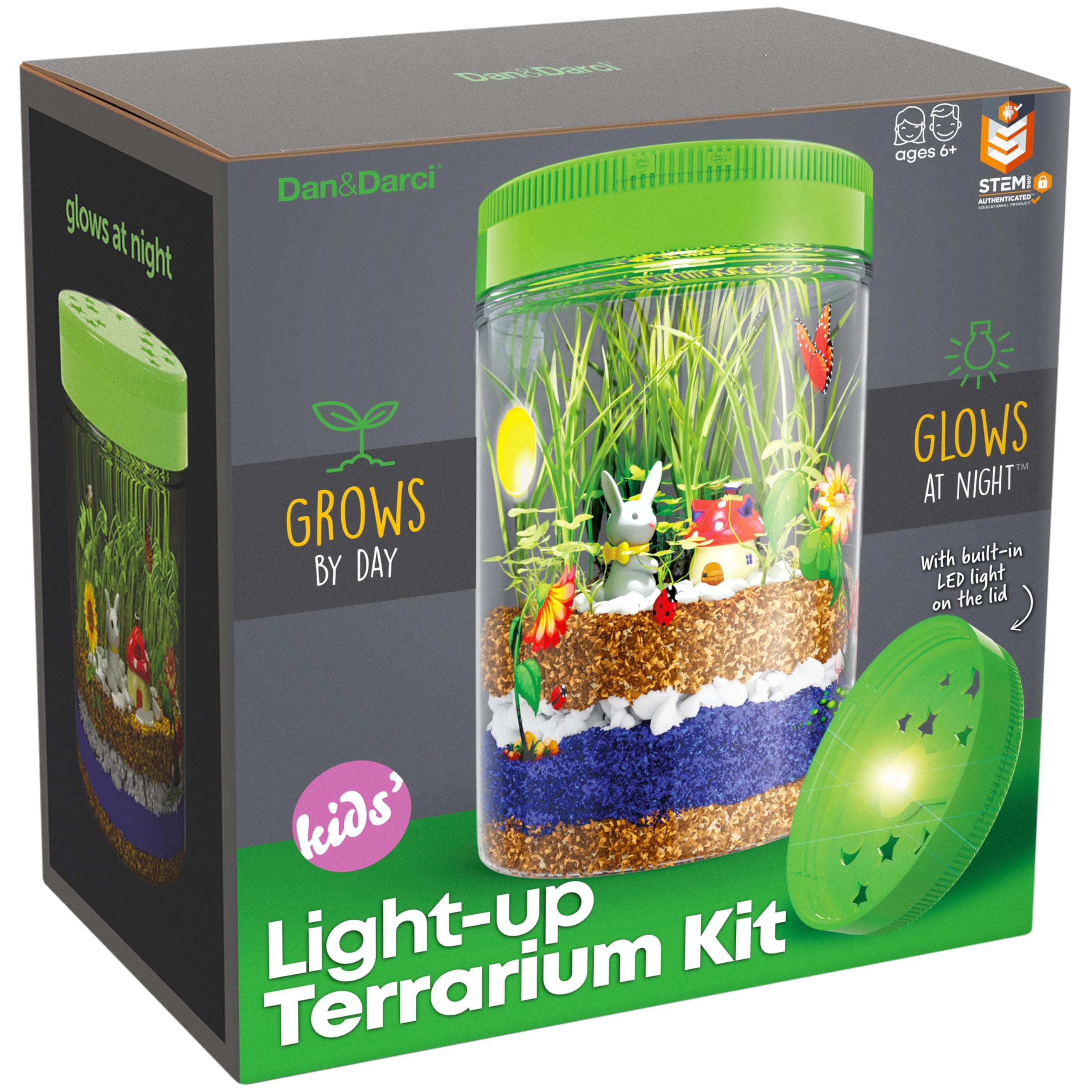 Dan&Darci Light-Up Terrarium Kit for Kids - STEM Science Kit - Educational DIY Toy for Boys & Girls - Birthday Craft Project Idea for Ages 6 7 8 9 10 11 12 Year Old
