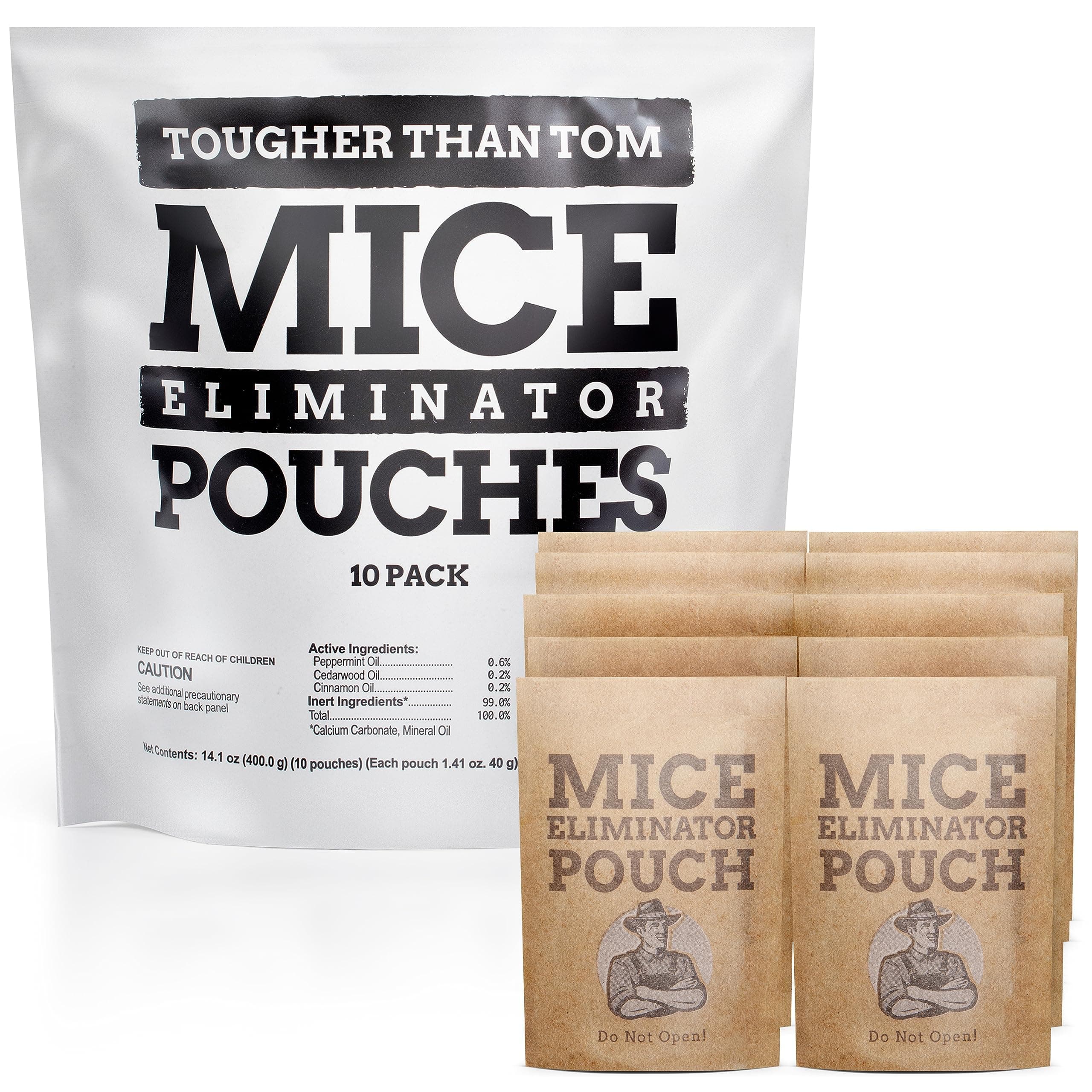 10 Pack All-Natural Mice Repellent Pouches – Harmless Peppermint Essential Oil Mouse Deterrent - Keep Mice Out of Your Home and Your Family Safe - by Tougher Than Tom 1.41 Ounce (Pack of 10)