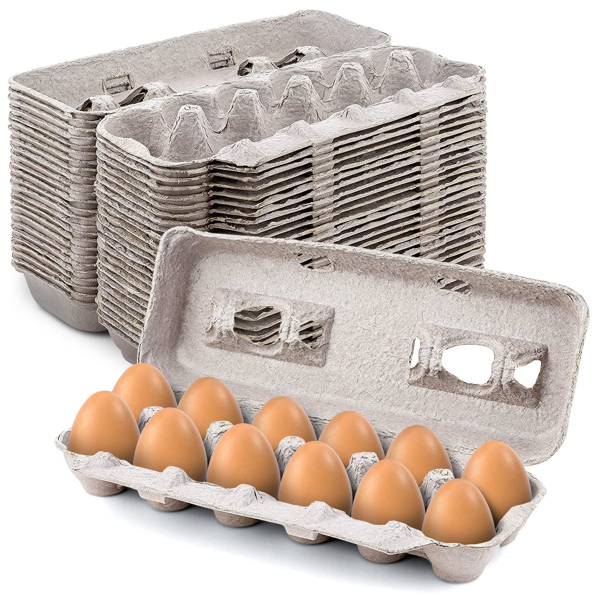MT Products Blank Natural Pulp Egg Cartons Bulk Holds Up to Twelve Eggs - 1 Dozen - Cardboard Material Perfect For Storing Extra Eggs (25 Pieces) - Made in USA Pack of 25
