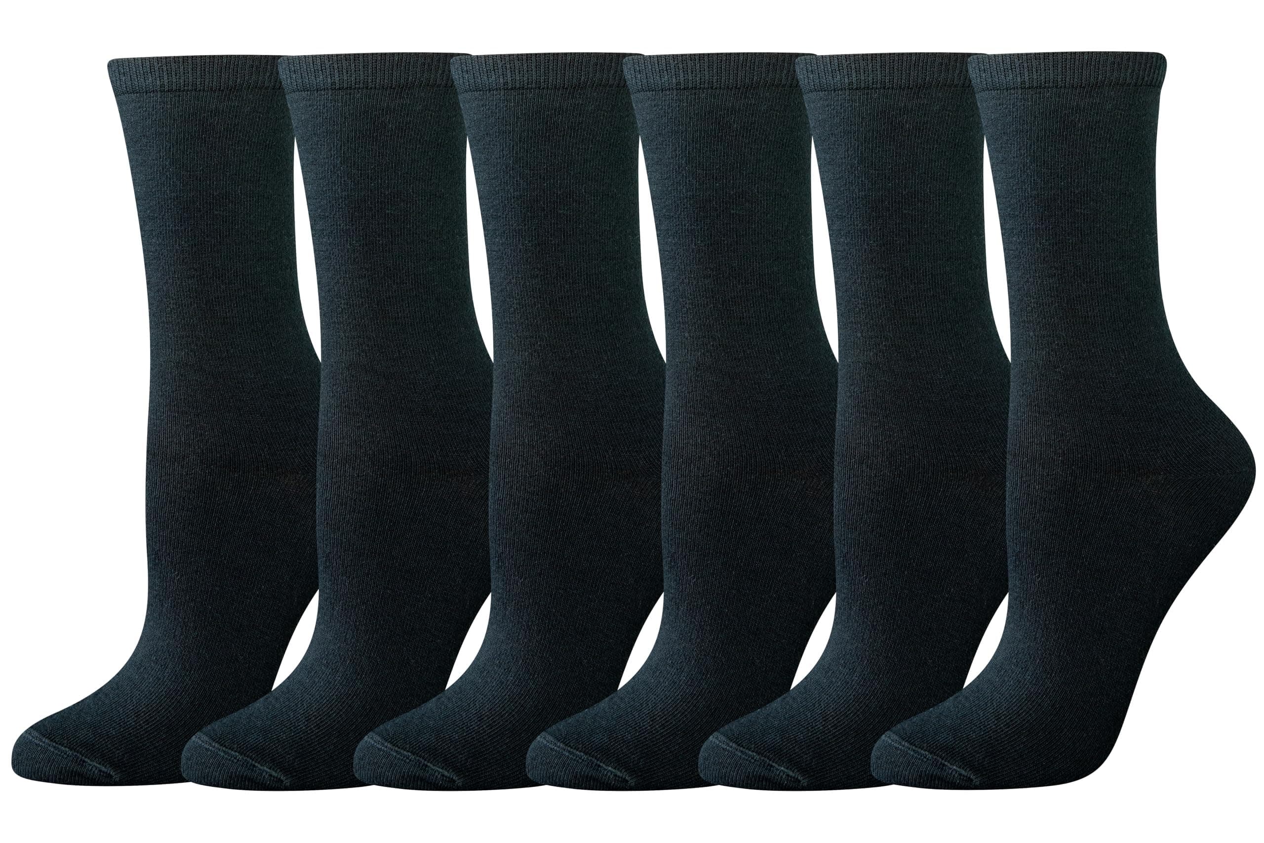 Amazon Essentials Women's Crew Socks, Cotton, 6 Pairs 6-9 Black
