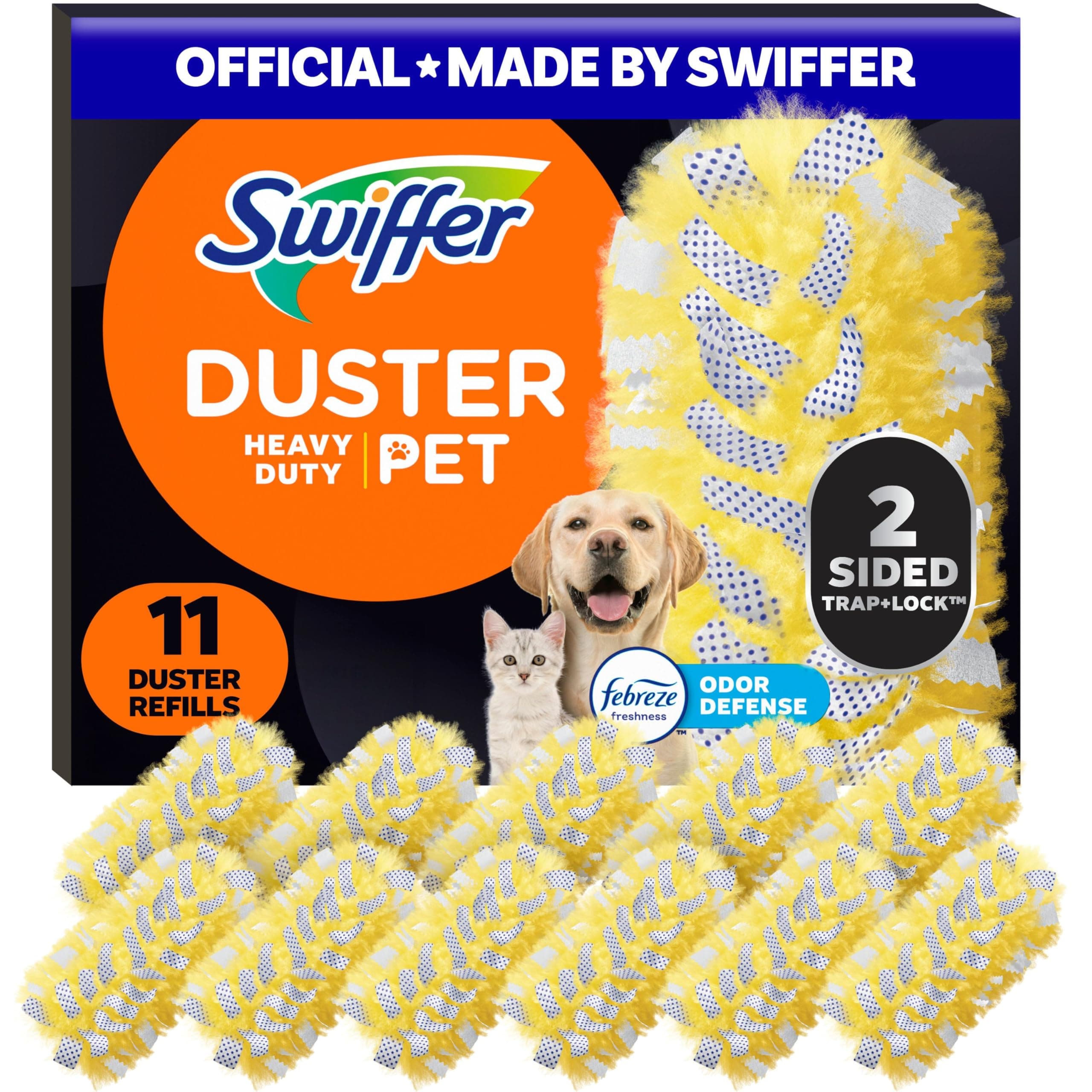 Swiffer Pet Heavy Duty Dusters Refills, Multisurface 360 Dusters with Febreze Odor Defense, 11 Count Heavy Duty Pet, 11 Refills