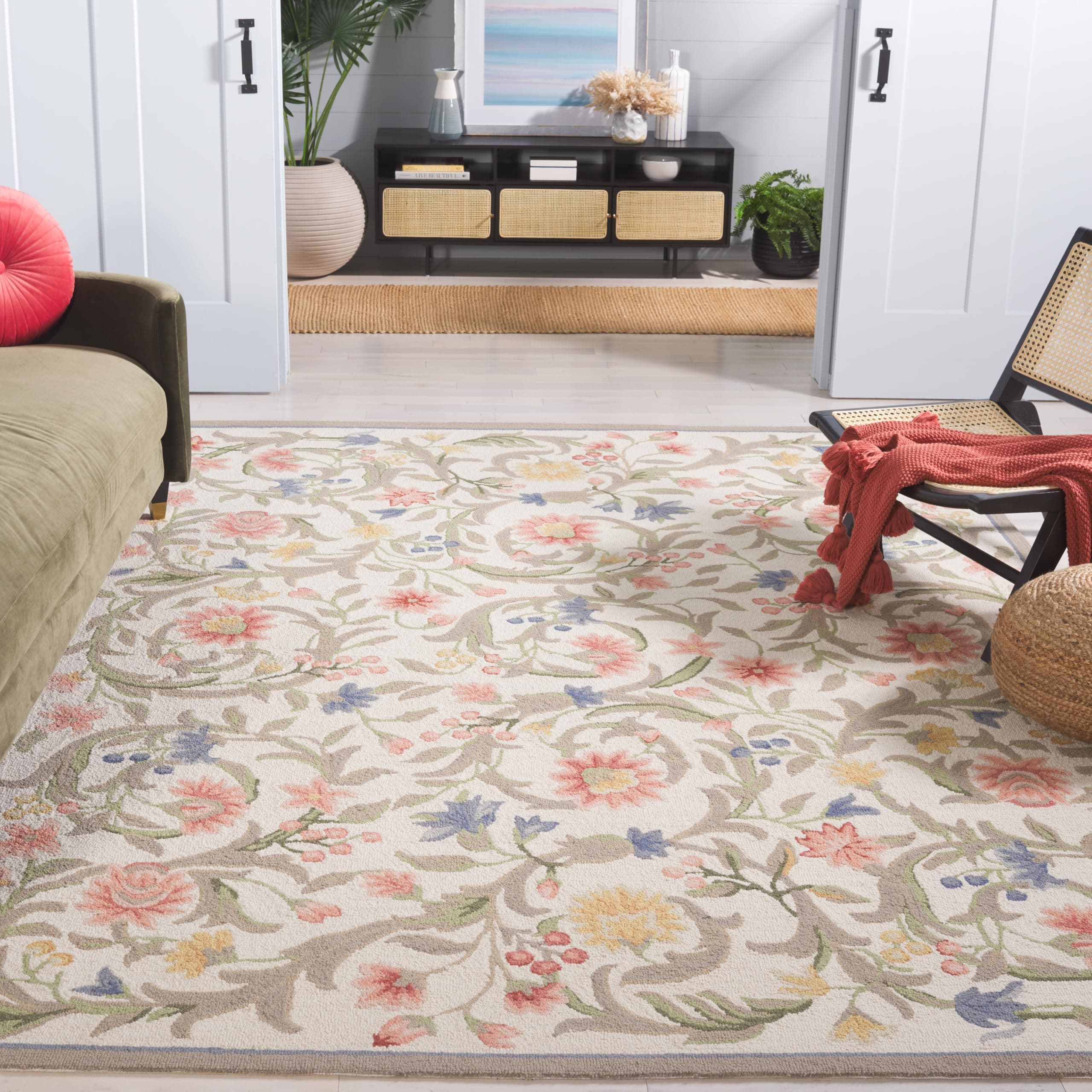 SAFAVIEH Monaco Collection Area Rug - 9' x 12', Navy & Light Blue, Boho Chic Medallion Distressed Design, Non-Shedding & Easy Care, Ideal for High Traffic Areas in Living Room, Bedroom (MNC243N) 9' x 12' (Rectangular) Navy/Light Blue