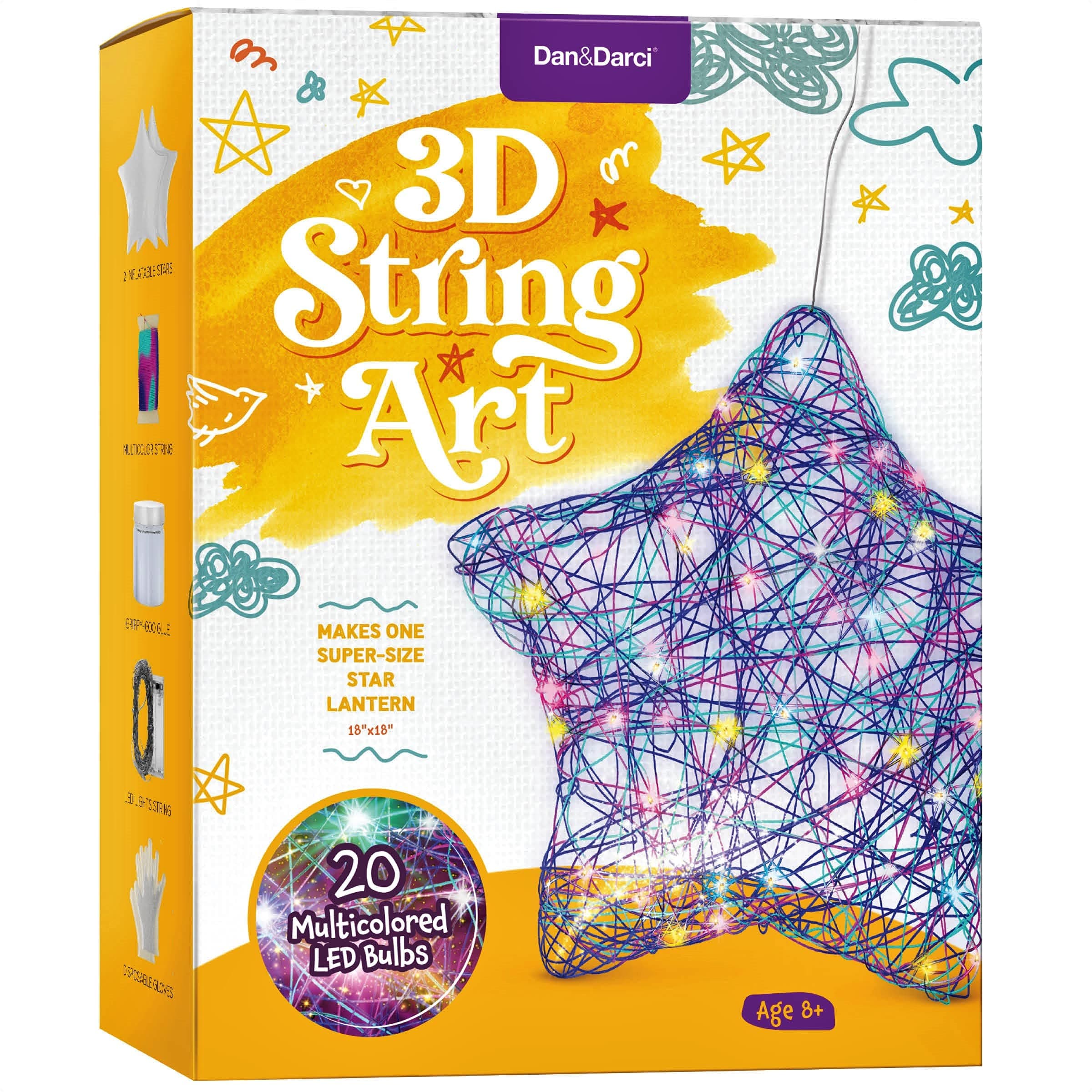 Dan&Darci 3D Light Up String Art Kit for Kids - Star Lantern Making Kits w/ 20 LEDs - Kid Gifts - Crafts Set for Girls and Boys Ages 8-12 - Gift for Age 8, 9, 10, 11, 12 Year Old Girl