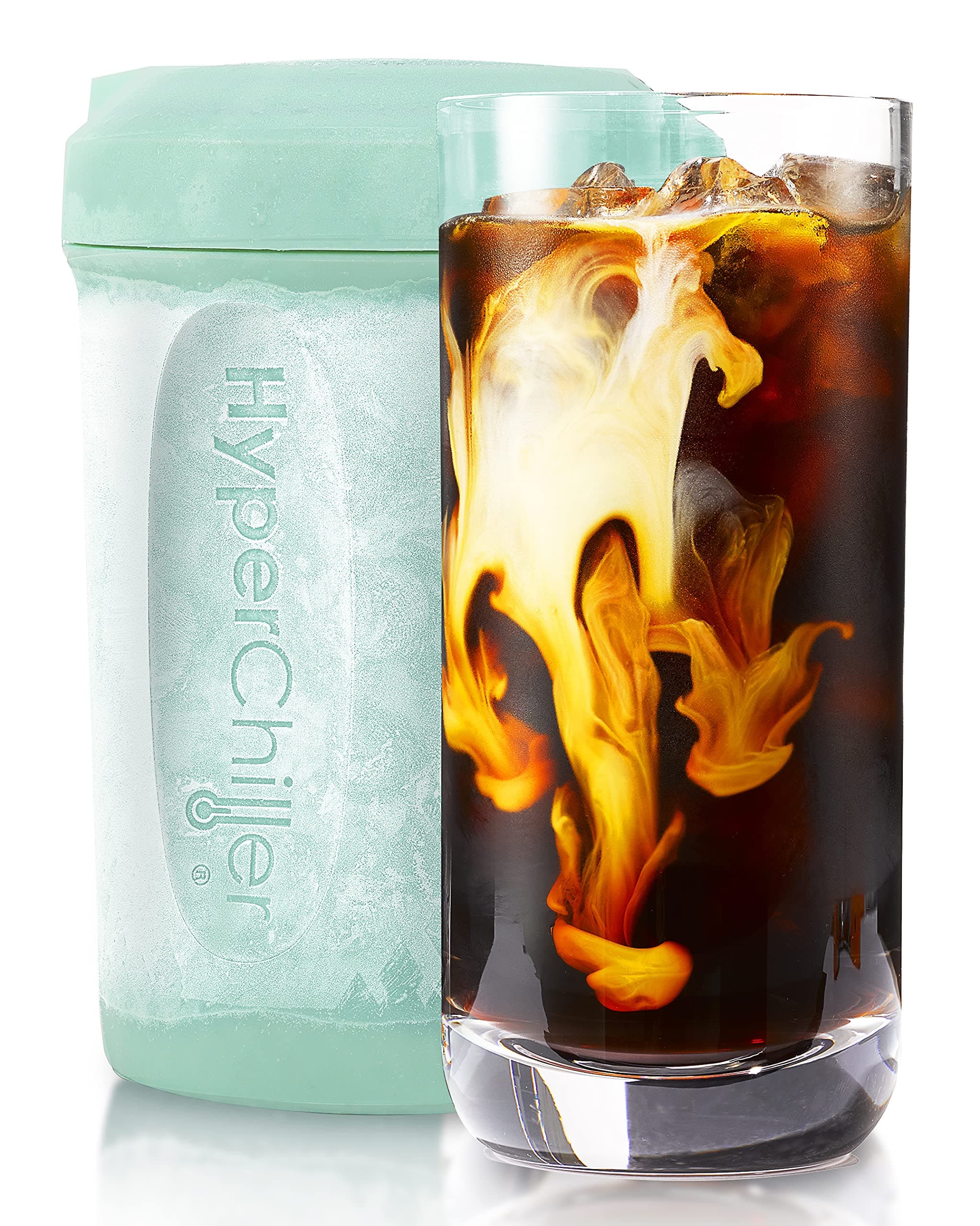 HyperChiller HC2M Patented Iced Coffee/Beverage Cooler, NEW, IMPROVED,STRONGER AND MORE DURABLE! Ready in One Minute, Reusable for Iced Tea, Wine, Spirits, Alcohol, Juice, 12.5 Oz, Mint Blue