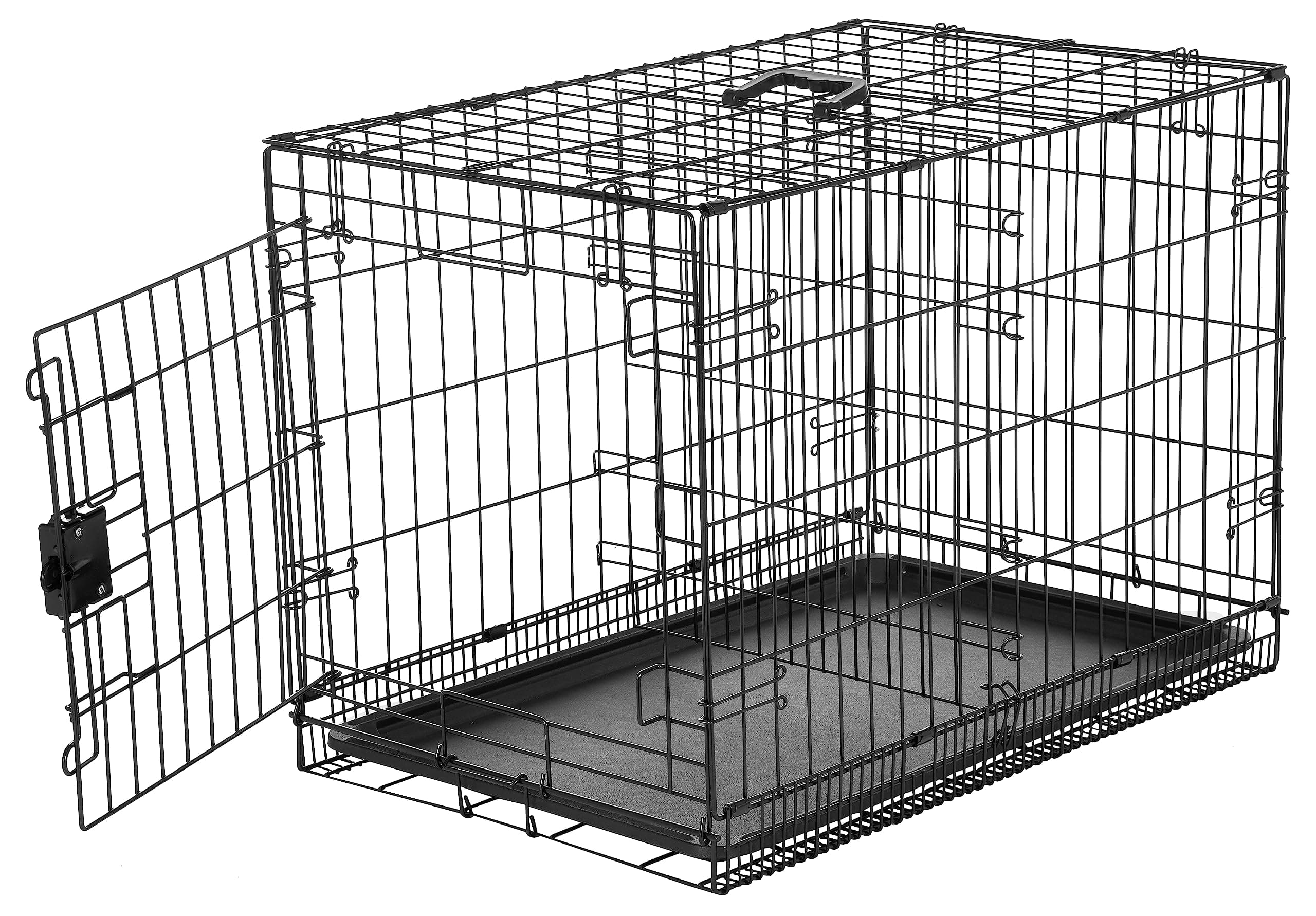 Amazon Basics Durable, Foldable Metal Wire Dog Crate with Tray, Single Door, 30 x 19 x 21 in, Black 30.0"L x 19.0"W x 21.0"H Single Door w/ Divider