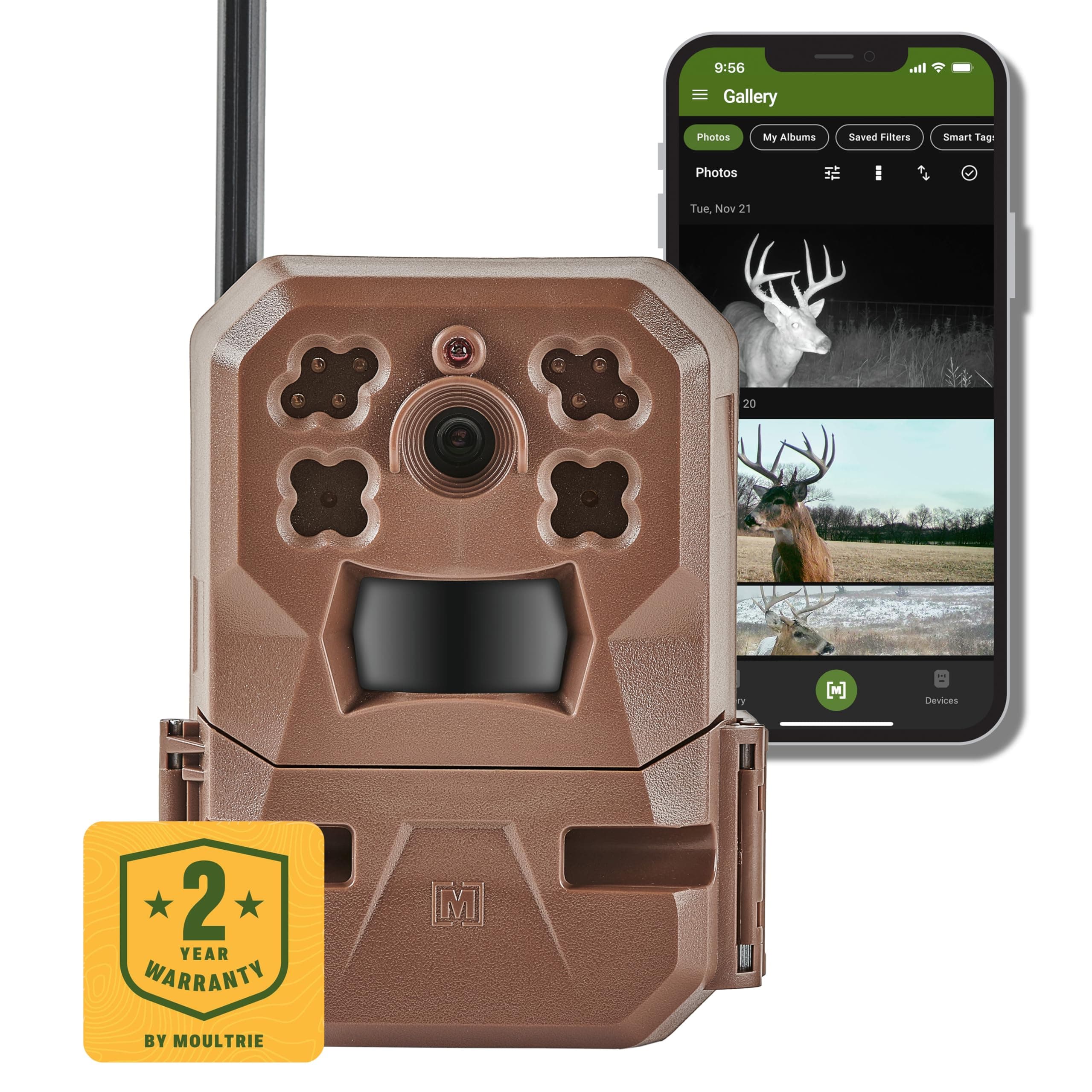 Moultrie Edge 2 Cellular Trail Camera - Auto Connect Nationwide 4G LTE - On Demand 36MP Photo - 1080P Video with HD Audio - 100 Ft Detection Range - Low Glow Flash 1 Pack