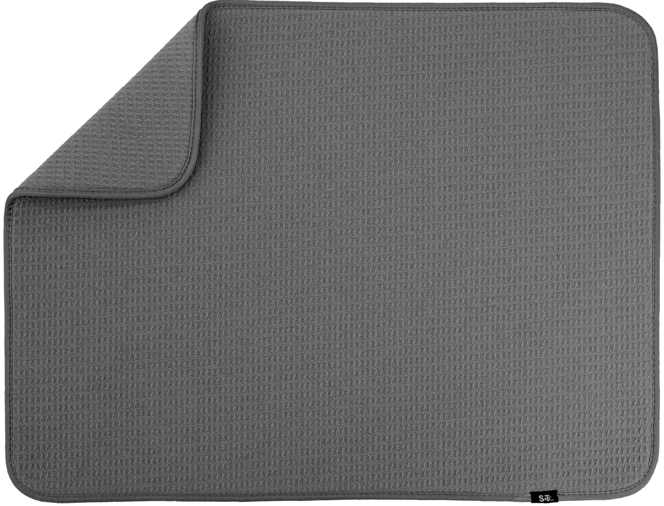 S&T INC. Dish Drying Mat XL, 18” x 24”, Absorbent Microfiber Kitchen Counter Mat, Dish Drying Pad for Dishes, Utensils, Pots and Pans, Extra Large, Charcoal Charcoal 18" x 24"