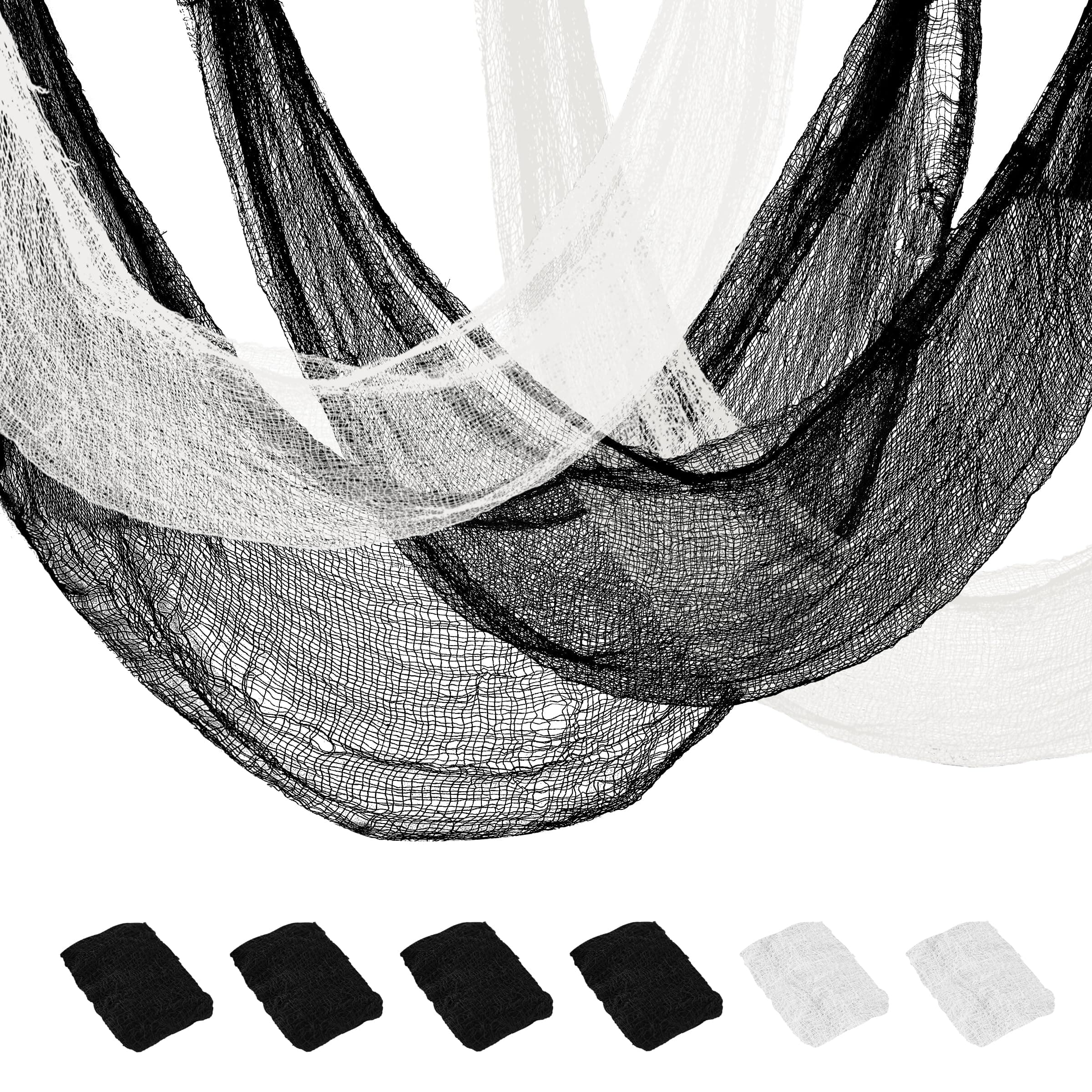 Creepy Cloth 6Pcs 30×72inch Black Spooky Scary Gauze Decor Halloween Decorations for Party Indoor Outdoor (4Black + 2White) 4black+2white 30x72inch
