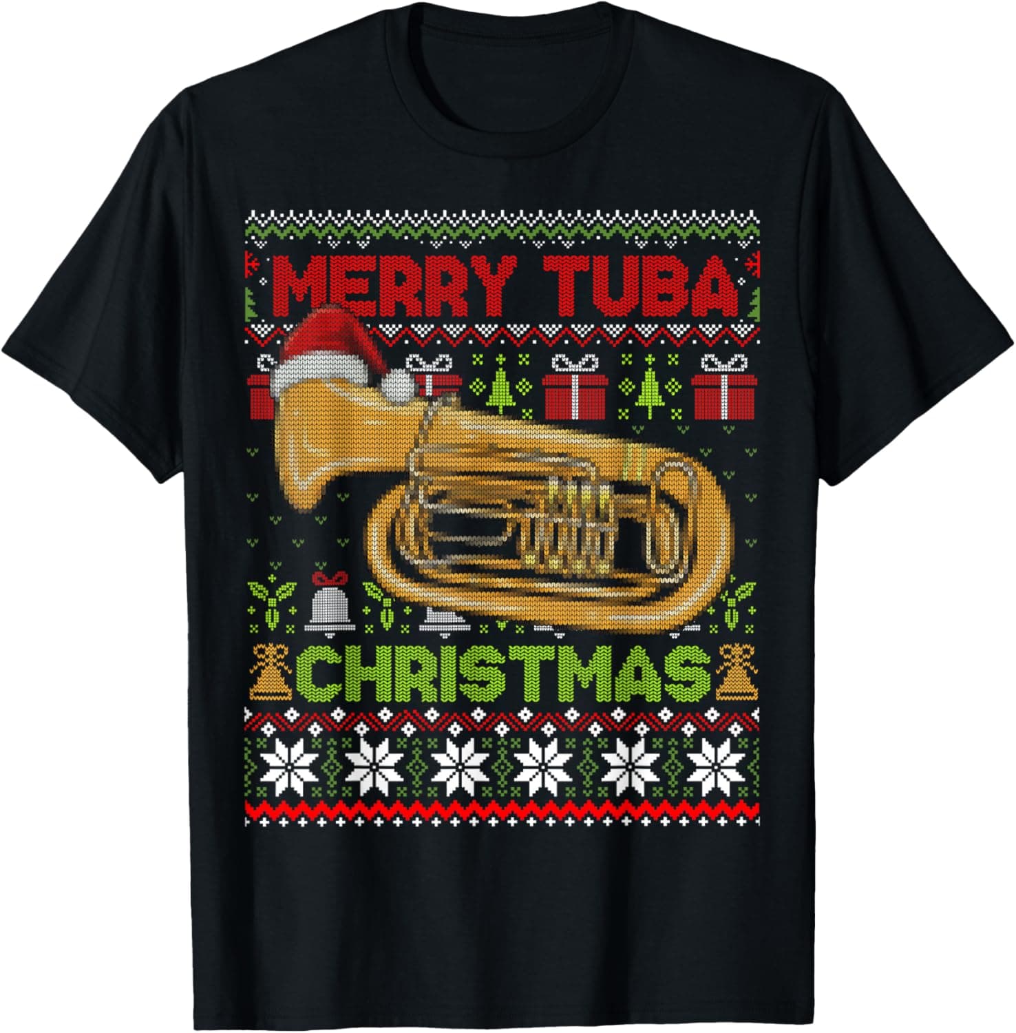 Merry Tuba Christmas Funny Music Ugly Sweater Gift T-Shirt